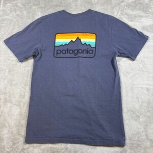 Patagonia Shirt Mens Small Blue Responsibili Tee Emblem Short Sleeve T Shirt Tee